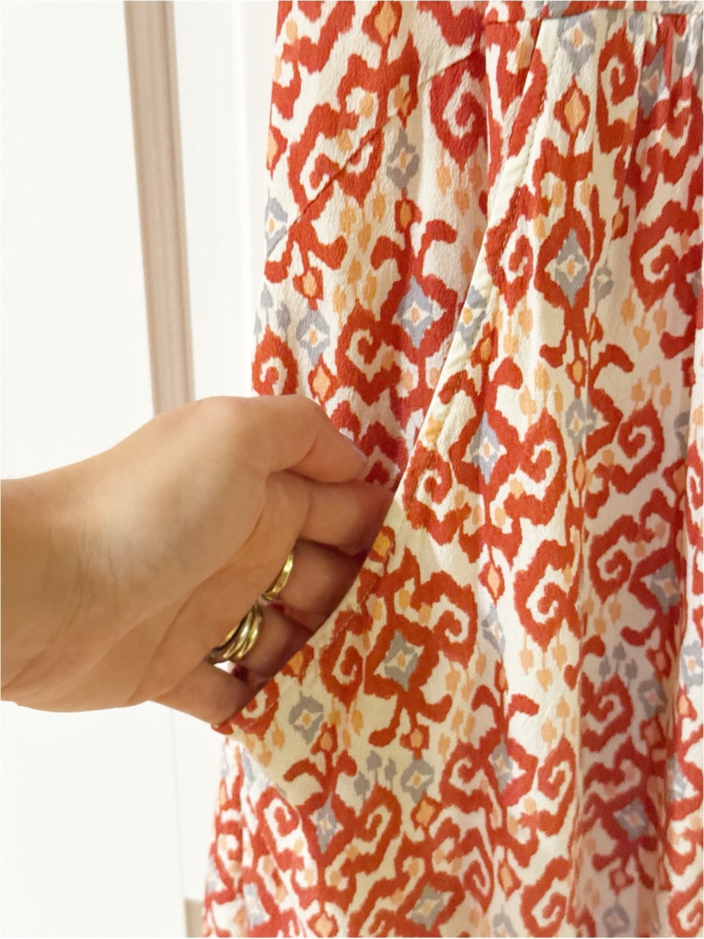 Garnet Hill Sleeveless 100% Linen Ikat Print Dress Size 8 - Picture 5 of 8